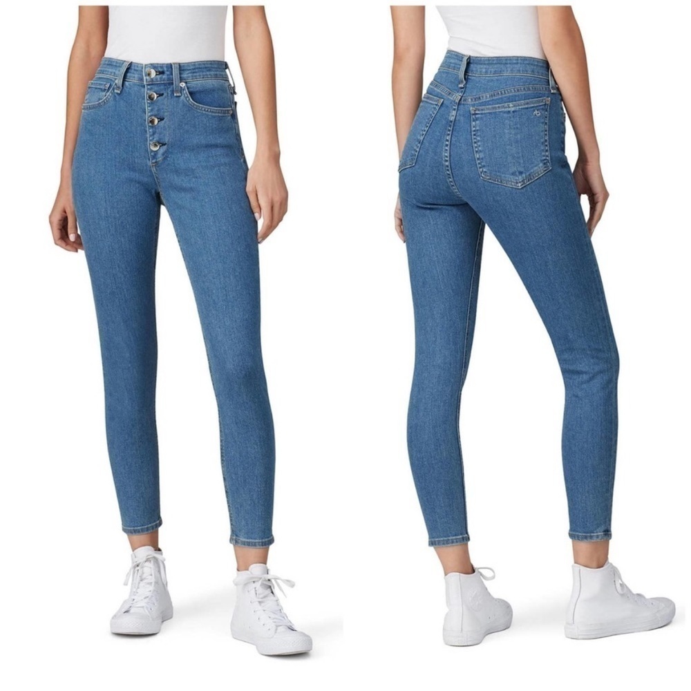 Rag & Bone Nina Button Fly High Rise Ankle Skinny Jeans in Montana